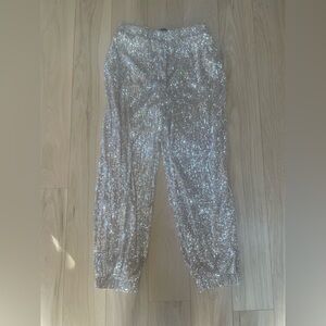Art Class Girls' Sparkle Sequin Jogger Pants - Silver - Size 10/12
